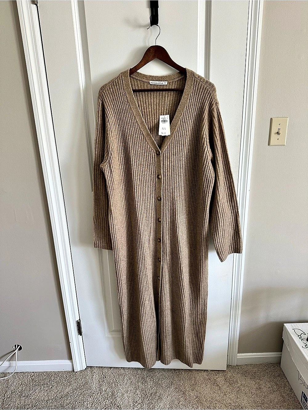 Abercrombie & Fitch Button-Through Sweater Midi Dress Brown NWT